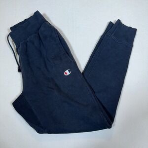 Champion Sweatpants Mens Small Reverse Weave Black Joggers Knit Embroidered Logo